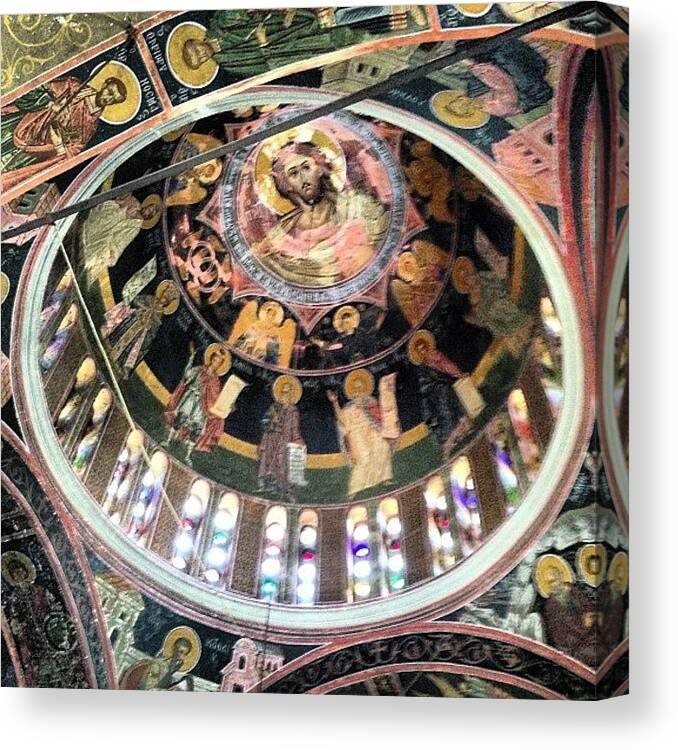 Rhodes Canvas Print featuring the photograph #church #fresco #rhodes #greece by Mark Harris