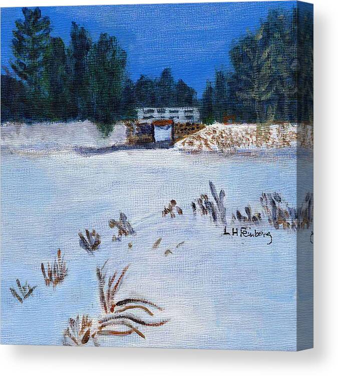 Landscape Canvas Print featuring the painting Clarks Pond by Linda Feinberg