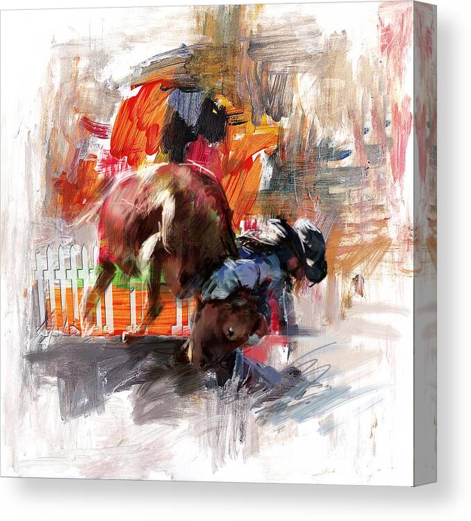 Rodeo Canvas Print featuring the painting Classic Rodeo 2b by Maryam Mughal