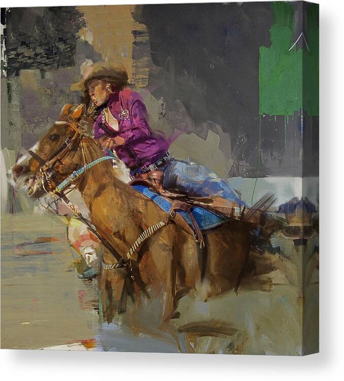 Rodeo Canvas Print featuring the painting Classic Rodeo 3b by Maryam Mughal