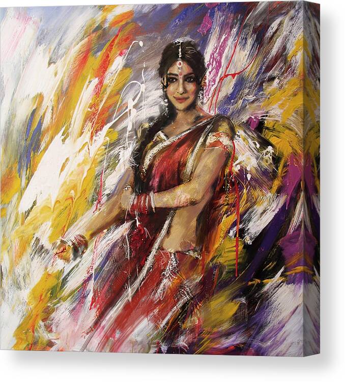 Zakir Canvas Print featuring the painting Classical Dance Art 14 by Maryam Mughal