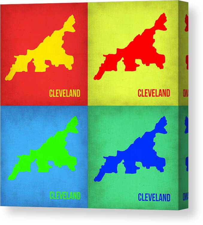 Cleveland Map Canvas Print featuring the painting Cleveland Pop Art map 1 by Naxart Studio