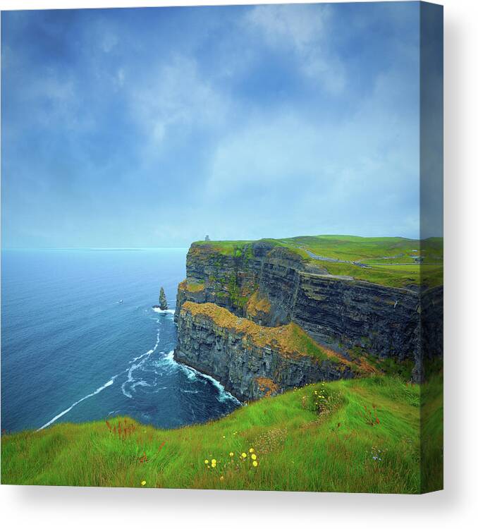 Extreme Terrain Canvas Print featuring the photograph Cliffs Of Moher In Ireland by Mammuth