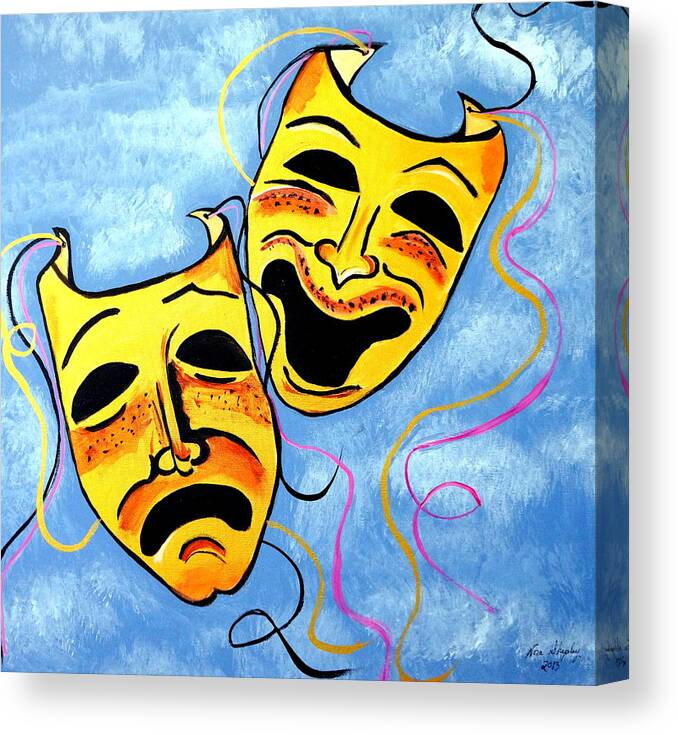 Comedy And Tragedy Canvas Print featuring the painting Comedy And Tragedy by Nora Shepley