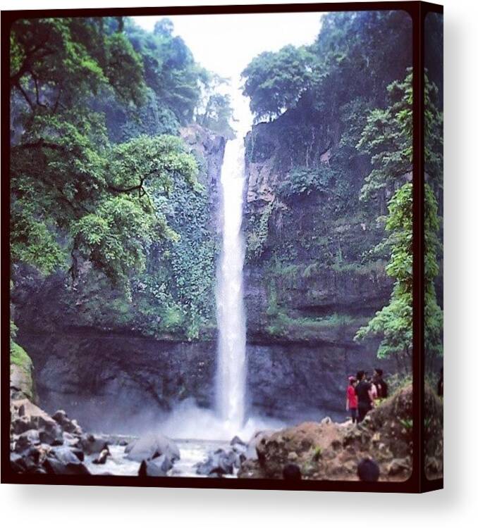 Pasuruan Canvas Print featuring the photograph #cobanwaru #waterfall #pasuruan #east by Yeny Yustin
