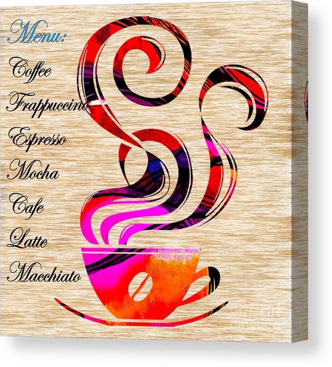 Espresso Paintings Canvas Print featuring the mixed media Coffee House Menu by Marvin Blaine