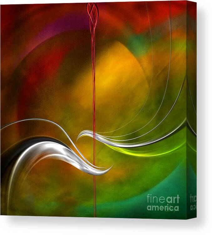 Floating Canvas Print featuring the digital art Color Symphony With Red Flow 2 by Johnny Hildingsson