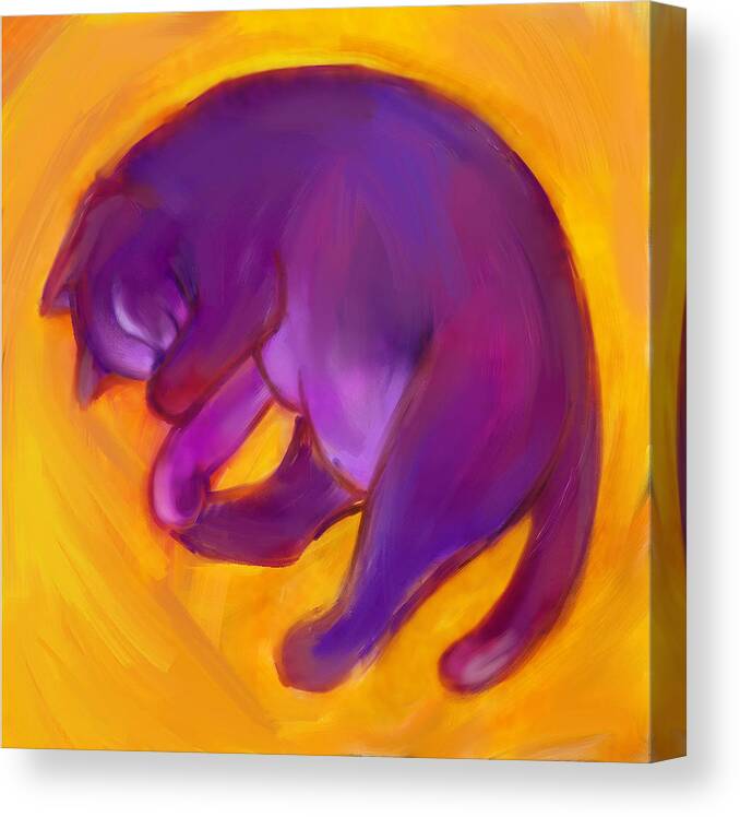 Colorful Cat Canvas Print featuring the digital art Colorful Cat 5 by Anna Gora