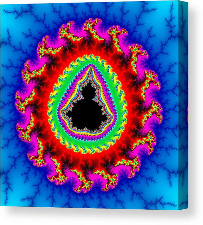 Colorful Canvas Print featuring the digital art Colorful mandelbrot fractal abstract square format by Matthias Hauser