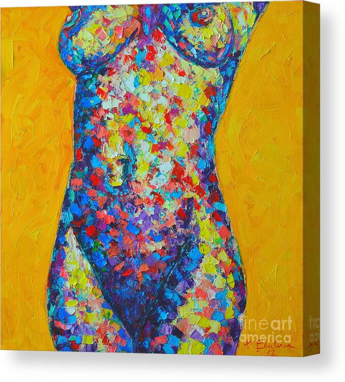 Nude Canvas Print featuring the painting Colorful Nude by Ana Maria Edulescu