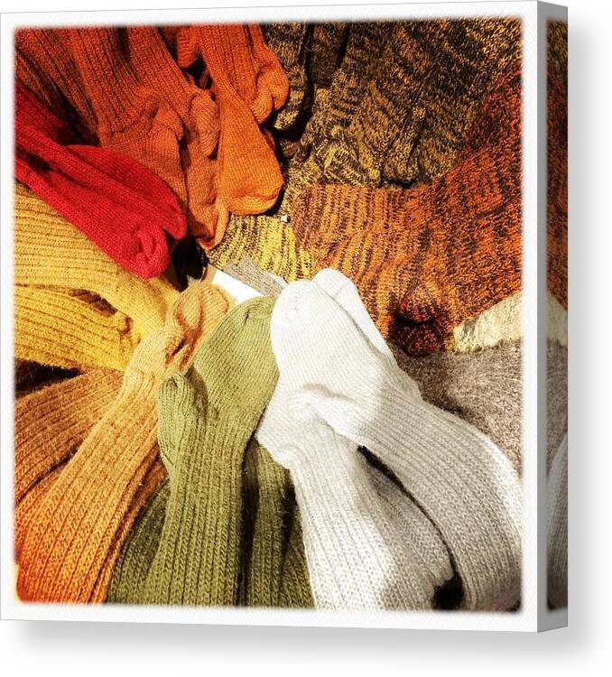Socks Canvas Print featuring the photograph Colorful woolen socks by Matthias Hauser