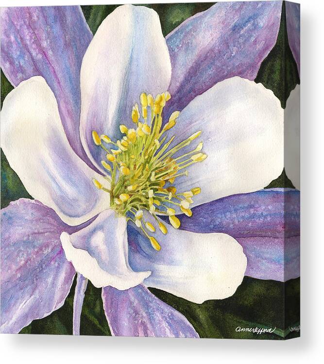 Columbine Painting Canvas Print featuring the painting Columbine Closeup by Anne Gifford