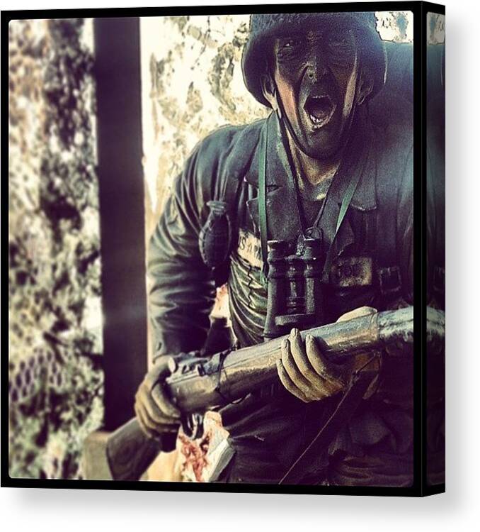 Greenarmyman Canvas Print featuring the photograph Comin Atchoo... #greenarmyman by Kenneth Van Doren