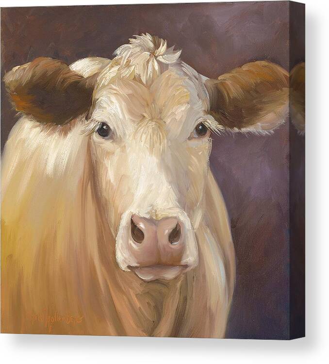 Blond Cow Canvas Print featuring the painting Constanze by Cheri Wollenberg