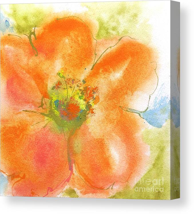 Original Watercolors Canvas Print featuring the painting Coral Poppy II by Chris Paschke