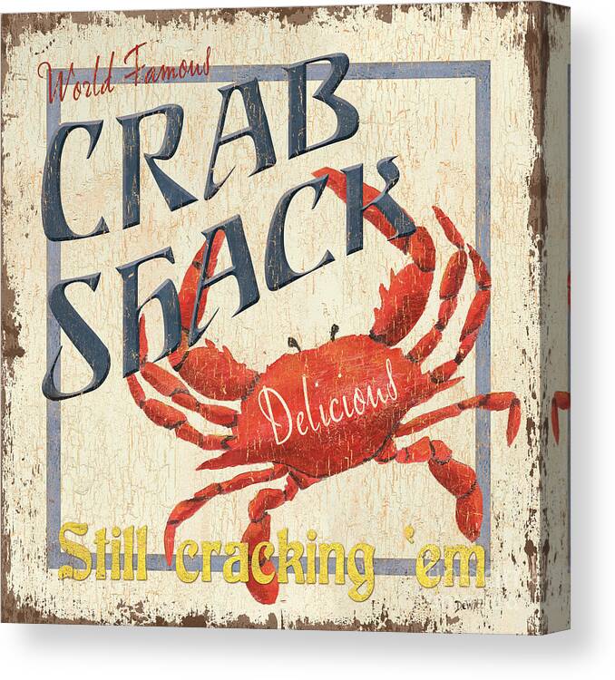 Crab Canvas Print featuring the painting Crab Shack by Debbie DeWitt