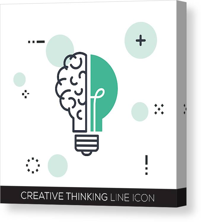 Internet Canvas Print featuring the drawing Creative Thinking Line Icon by Cnythzl