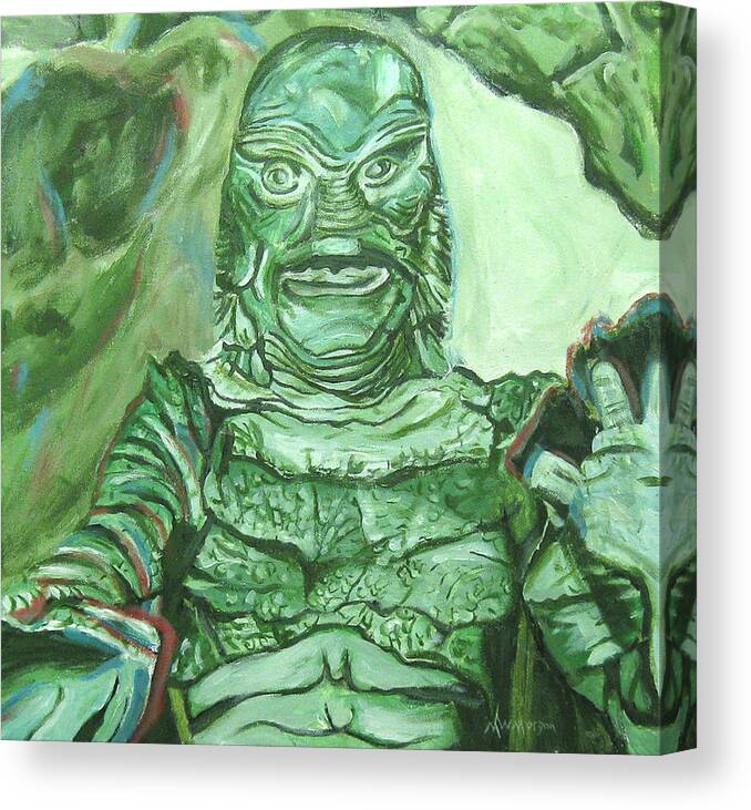 Creature From The Black Lagoon Canvas Print featuring the painting Creature From The Black Lagoon by Michael Morgan