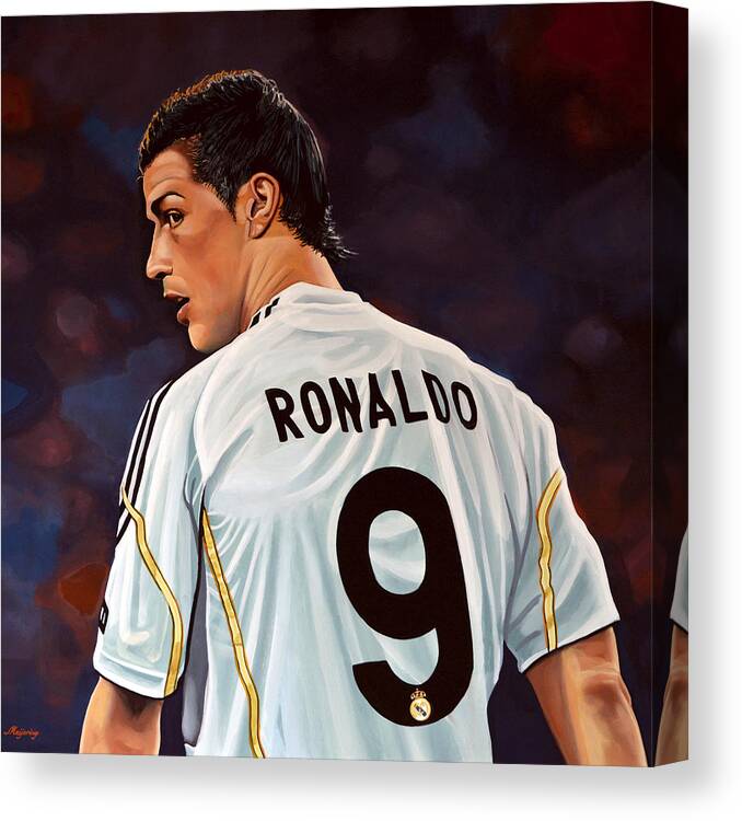 Real Madrid Canvas Print featuring the painting Cristiano Ronaldo by Paul Meijering