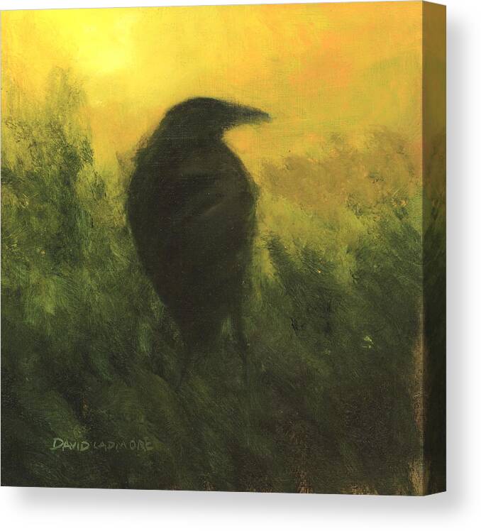 Crow Canvas Print featuring the painting Crow 5 by David Ladmore