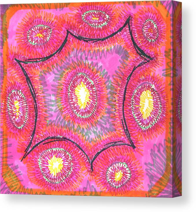 Pink Canvas Print featuring the drawing Cube Side 4 by Steve Sommers