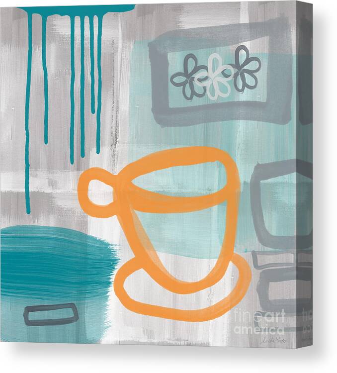 Coffee Canvas Print featuring the painting Cup Of Happiness by Linda Woods