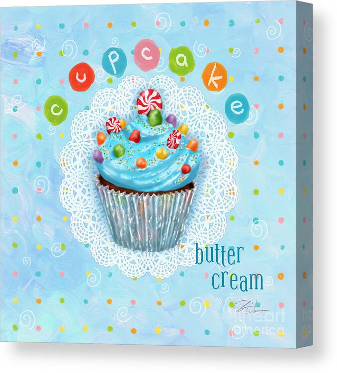 Cupcake Canvas Print featuring the mixed media Cupcake-Butter Cream by Shari Warren