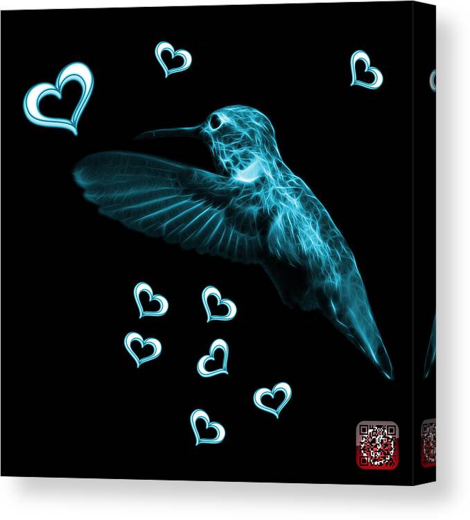 Hummingbird Canvas Print featuring the digital art Cyan Hummingbird - 2055 F M by James Ahn