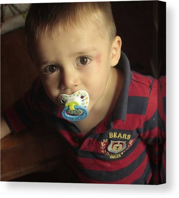  Canvas Print featuring the photograph Daddy Gave Azael A New Haircut! by Wendy Dodge