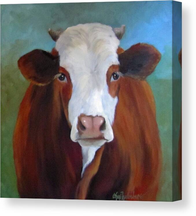 Cow Painting Canvas Print featuring the painting Daffodil by Cheri Wollenberg
