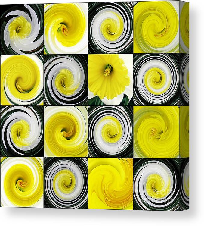 Daffodil Canvas Print featuring the digital art Daffodil Spring Mosaic by Sarah Loft