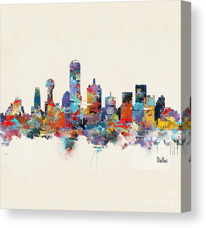 Dallas Texas Canvas Print featuring the painting Dallas Texas Skyline Square by Bri Buckley