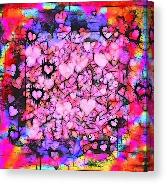 Valentine Canvas Print featuring the photograph Moody Grunge Hearts Abstract by Marianne Campolongo
