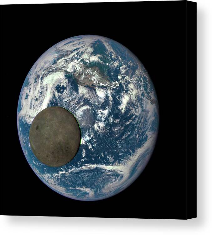 Moon Canvas Print featuring the photograph Dark Side Of The Moon by Nasa/ Dscovr Epic Team