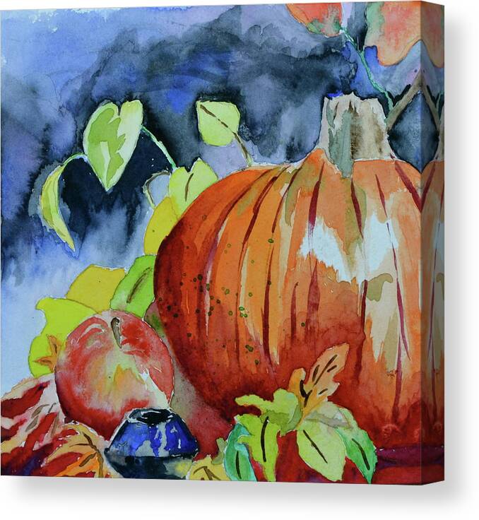 Pumpkin Canvas Print featuring the painting Darkening by Beverley Harper Tinsley