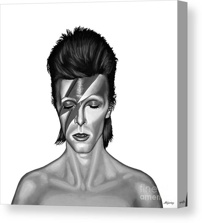 David Bowie Canvas Print featuring the mixed media David Bowie Aladdin Sane by Meijering Manupix