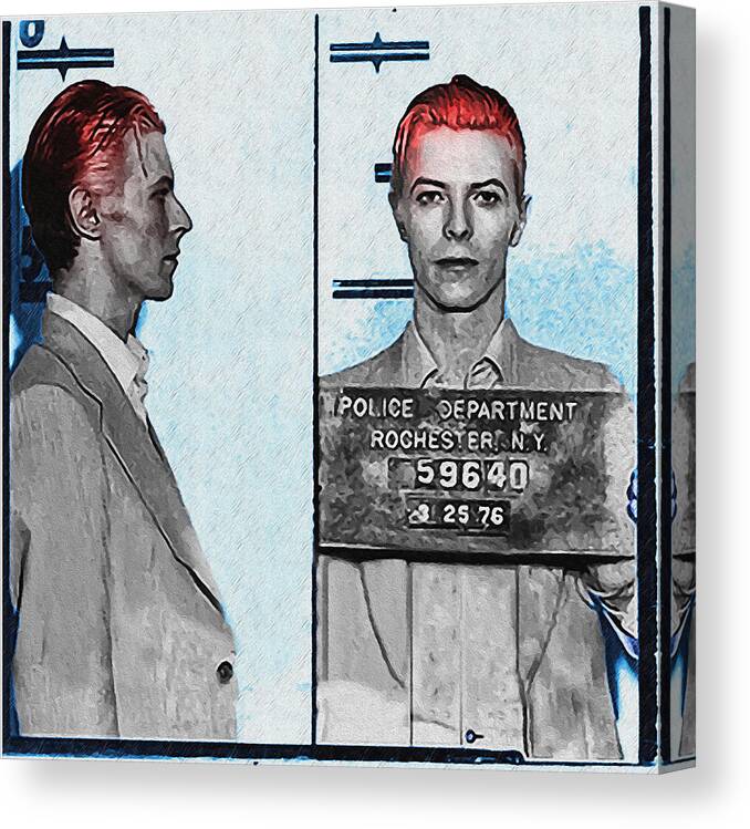 David Canvas Print featuring the photograph David Bowie Mug Shot by Digital Reproductions
