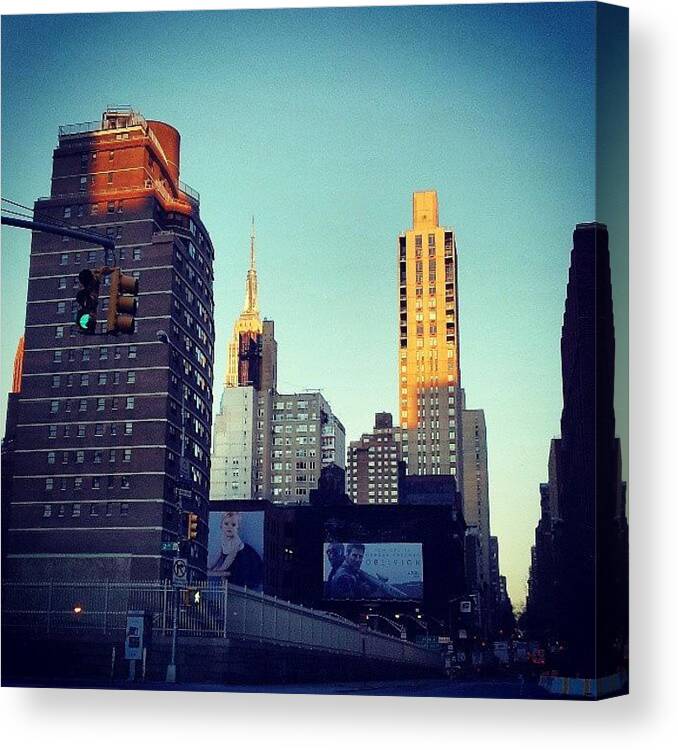  Canvas Print featuring the photograph Daybreak At The Queens Midtown Tunnel by Radiofreebronx Rox