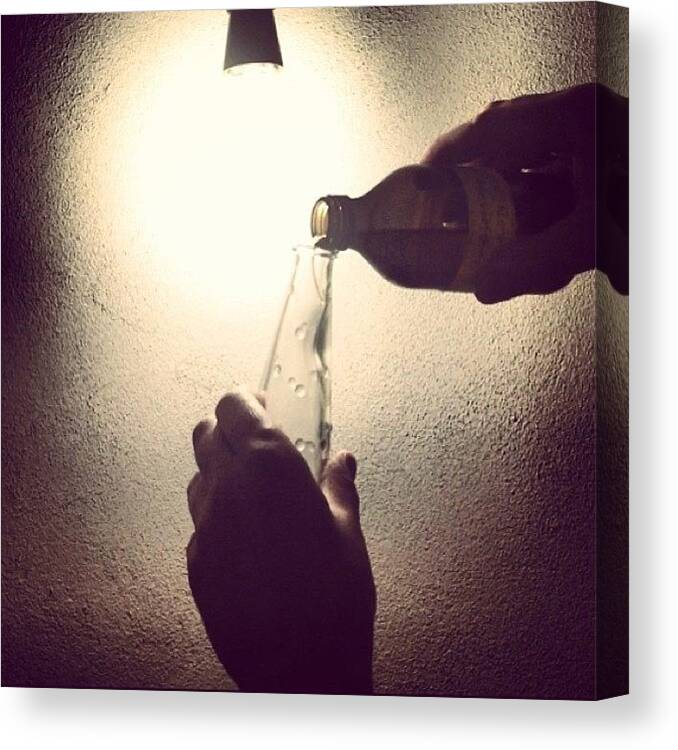 Bottles Canvas Print featuring the photograph Decanting Collodion #collodion by Jan Kratochvil