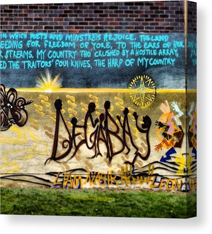 Nationaltheatrewales Canvas Print featuring the photograph Degabay. Wall Graffiti 100% Complete by Elbashir Idris