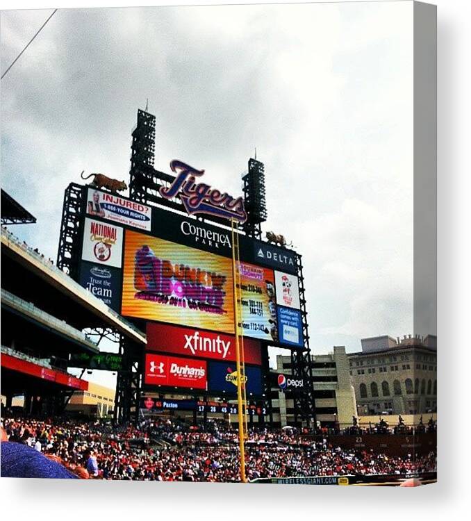 Gay Canvas Print featuring the photograph #detroit #tigers #downtown #gay #gayboy by Andres Delgado