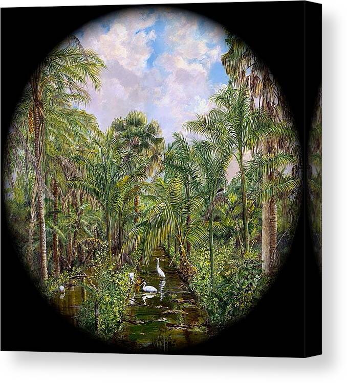 Tropical Trees Canvas Print featuring the painting Dinner Time by AnnaJo Vahle