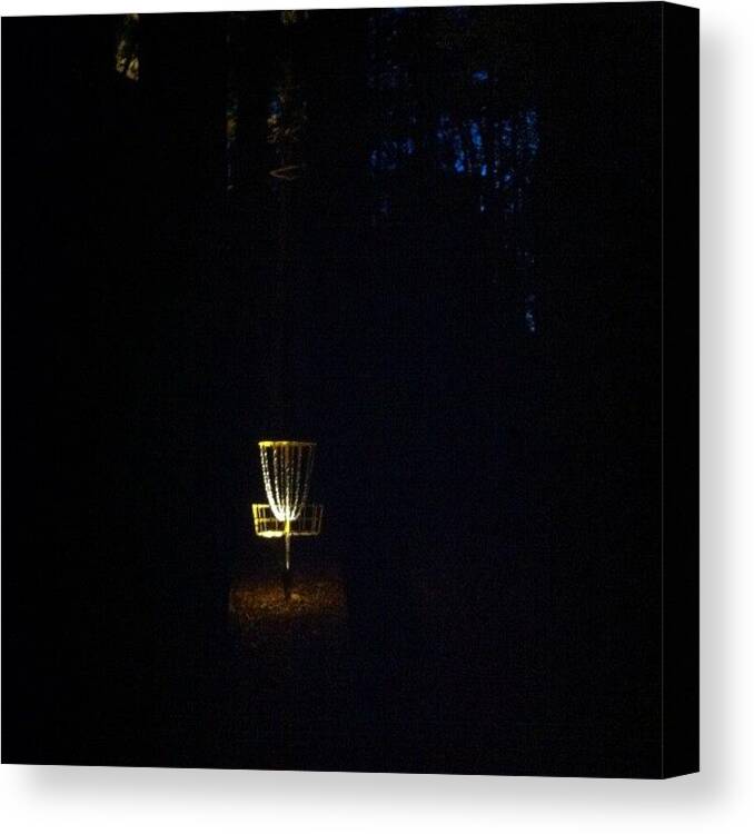 Discgolf Canvas Print featuring the photograph #discgolf #nightgolf #glowgolf by Brent Eastman