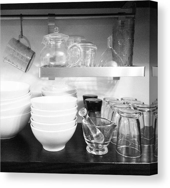 Dishes Canvas Print featuring the photograph Dishes In Grey by Jill Tuinier