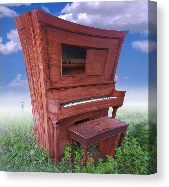 Surrealism Canvas Print featuring the photograph Distorted Upright Piano 2 by Mike McGlothlen