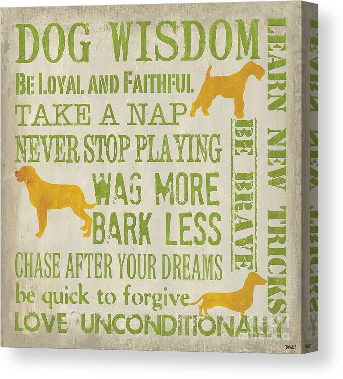 Dog Canvas Print featuring the painting Dog Wisdom by Debbie DeWitt