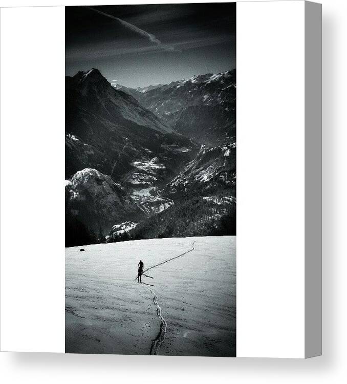 Alps Canvas Print featuring the photograph Doing It The Hard by Robert Campbell