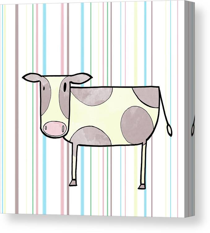 Doodle Canvas Print featuring the digital art Doodle Farm On Stripes I by Shelley Lake