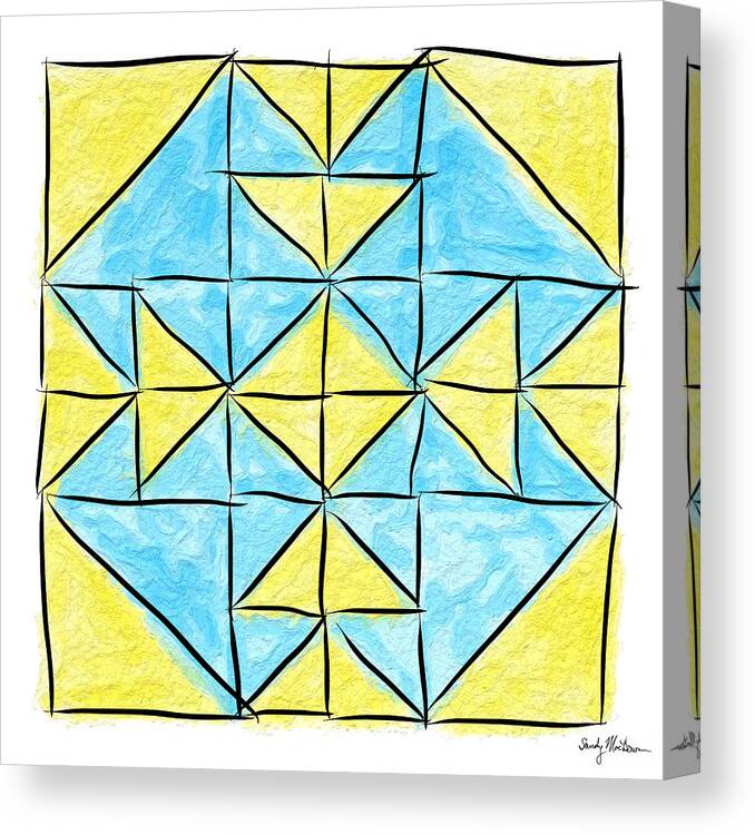 Quilt Canvas Print featuring the painting Double T in Yellow and Blue by Sandy MacGowan