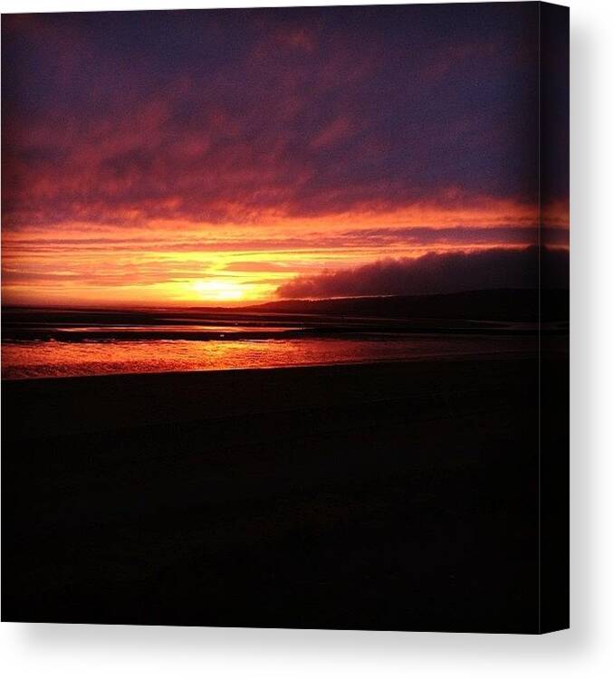 Sunset Canvas Print featuring the photograph Down The Beach #sunset by James Owen